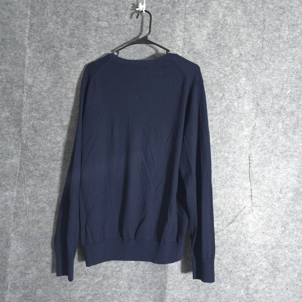 Banana‎ Republic V-Neck Sweater Mens XL Navy Silk Cotton Cashmere Solid Designer